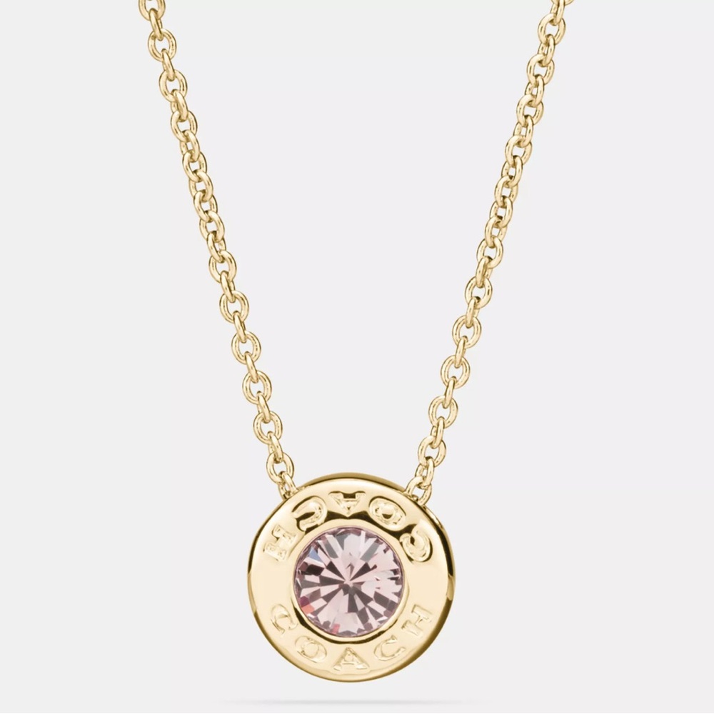 Coach Gold Necklace with Pink Crystal